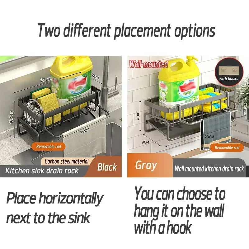 Escurridor de fregadero de acero inoxidable, soporte para grifo de almacenamiento de esponja, escurridor de jabón, toallero, organizador de estante, accesorios de cocina-shelf organizer, kitchen accessories