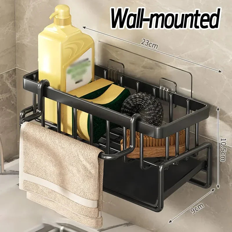 Escurridor de fregadero de acero inoxidable, soporte para grifo de almacenamiento de esponja, escurridor de jabón, toallero, organizador de estante, accesorios de cocina-shelf organizer, kitchen accessories